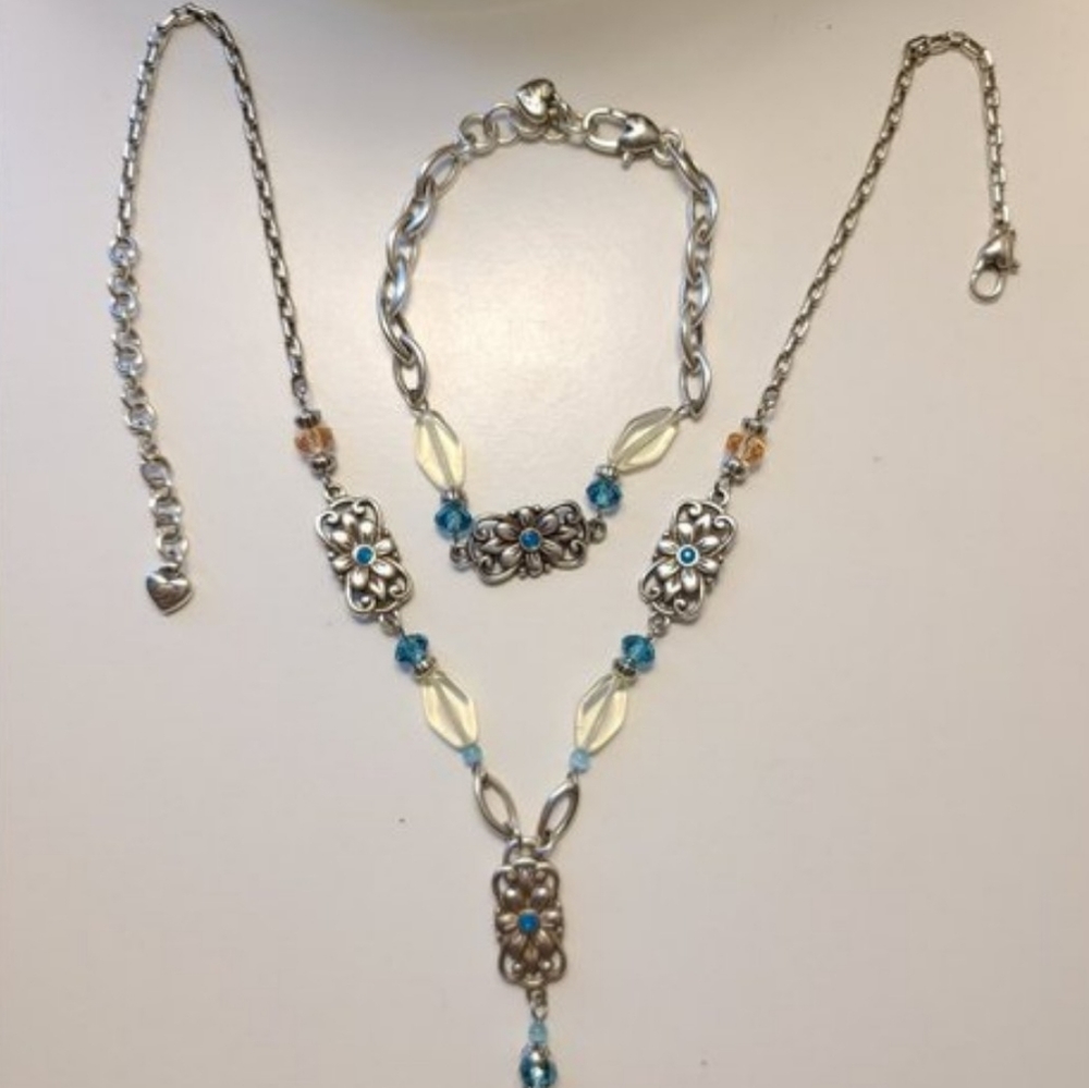 Brighton Reversable silver Necklace bracelet set